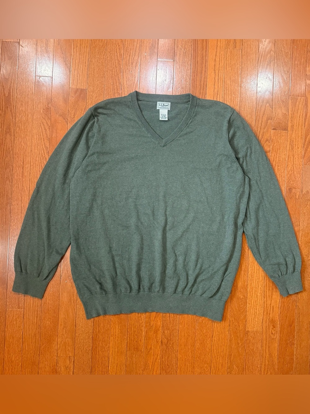 LL Bean Men’s XXL 2XL V-Neck Sweater Cotton Cashmere 274603 Long Sleeve Pullover